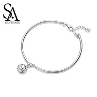 sa silverage 925 sterling bangle for woman 2019 sterling silver charm bracelet hollow ball new s925 silver bracelet fine jewelry