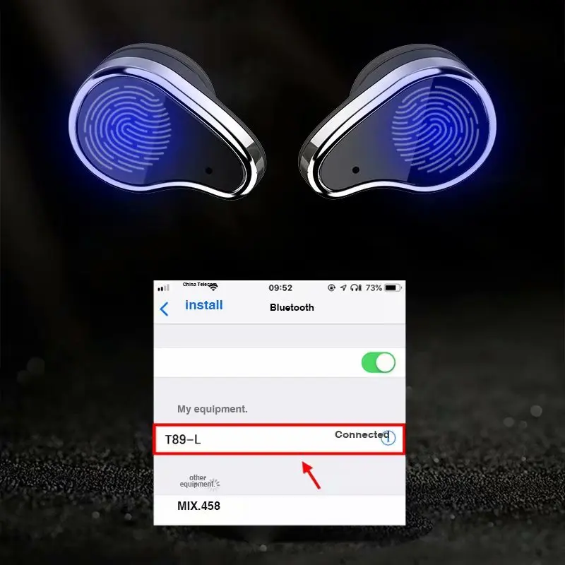 T89 TWS bluetooth наушники беспроводные умный Браслет сердечного ритма спортивный