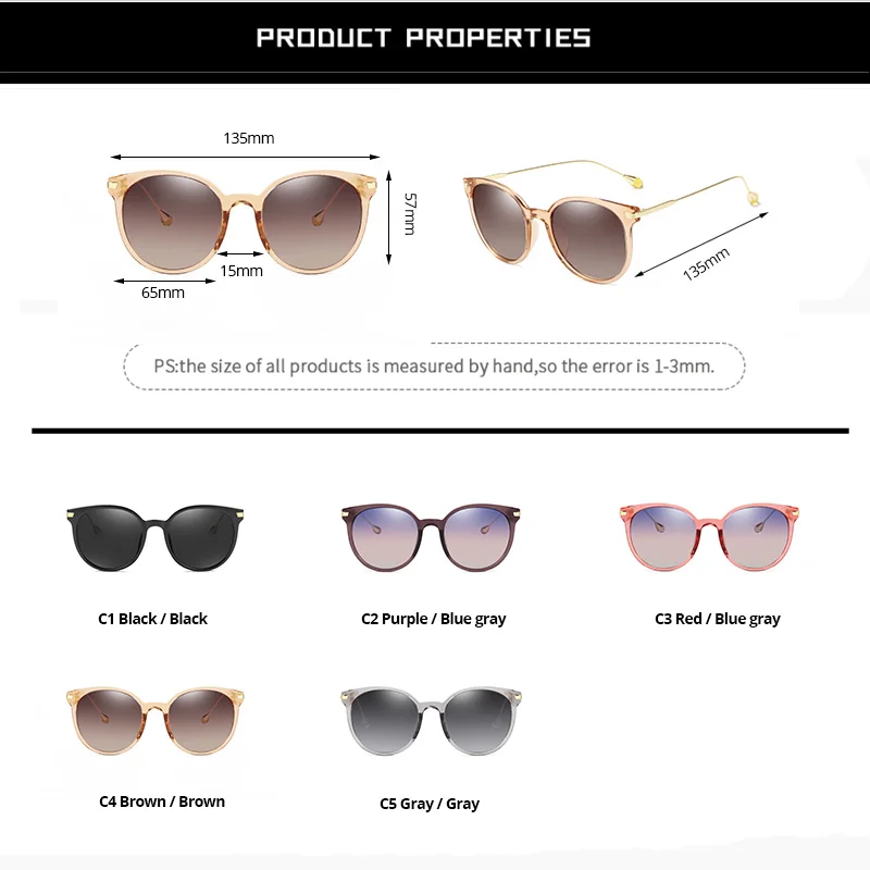 

Pro Acme 2019 Brand Design Round Sunglasses For Women Retro Polarized Sun Glasses Female Shades Travel Eyewear UV400 PC1234