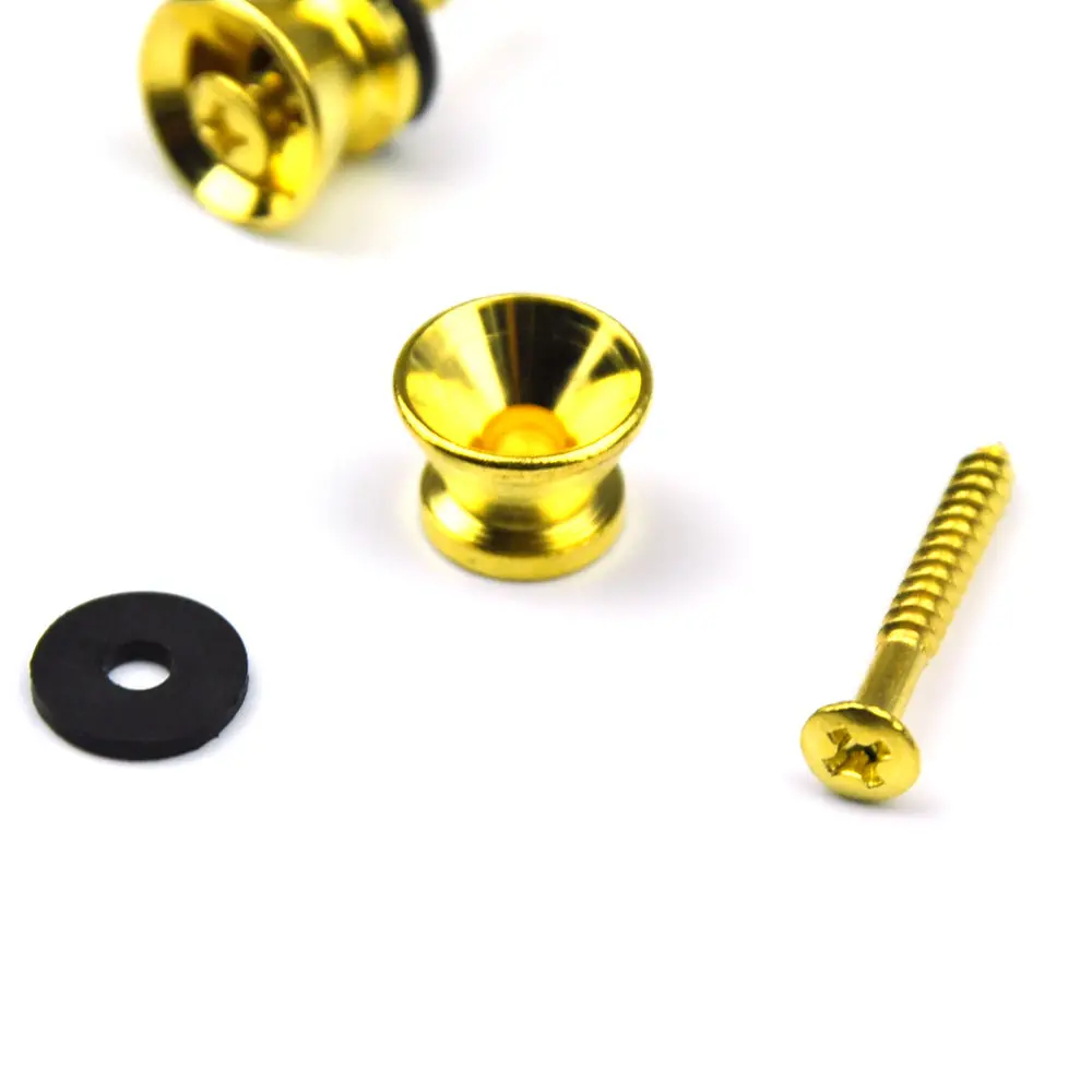 

10 Sets of Universal Gold Guitar Strap Locks Nails Buttons + Screws + Pad