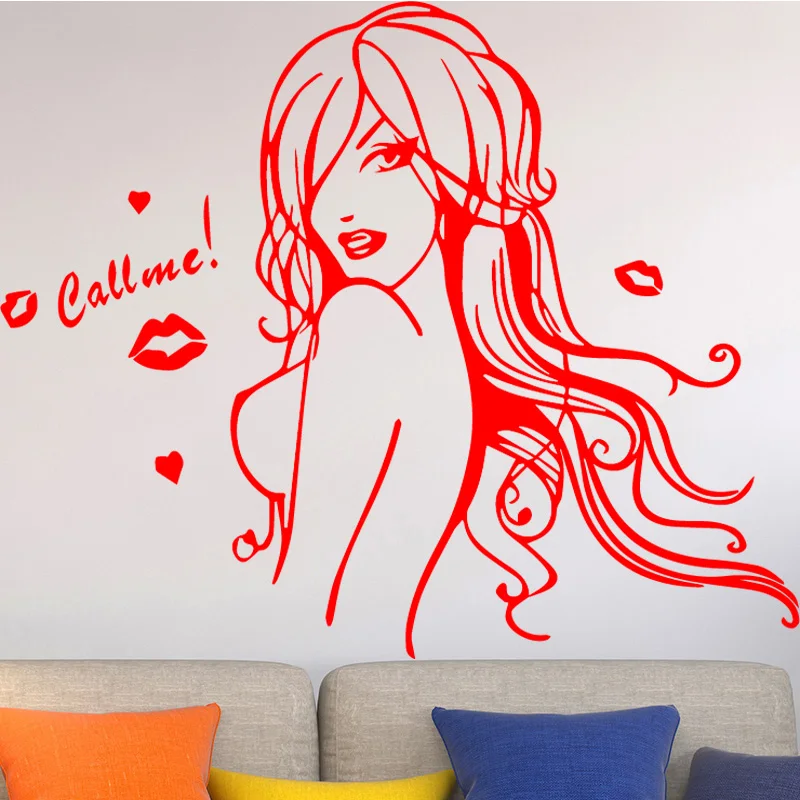 

Free Shipping Sexy Girl Vinyl Wall Decal Fashion Mural Wall Sticker Beauty Salon Bedroom Home Decorative Decoration