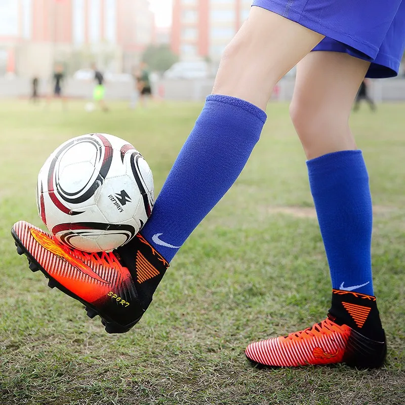 Мужские футбольные бутсы de soccer шипы с высокой лодыжкой детские футбольные бутсы носок с шипами бутсы футбольная обувь кроссовки размер 35-44