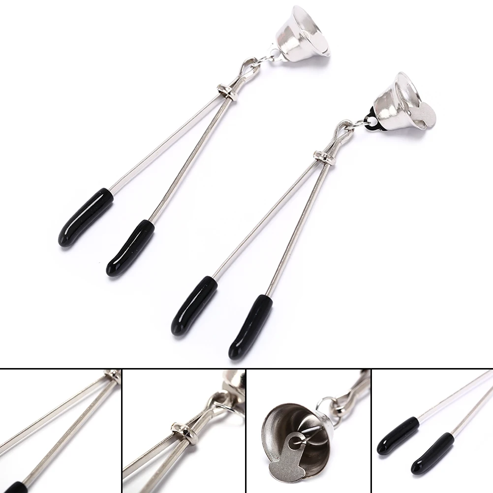 Exotic Accessories 1 Pair Novelty Metal Chain Bell Nipple Clamps Golden Erotic Breast Clips For Women |
