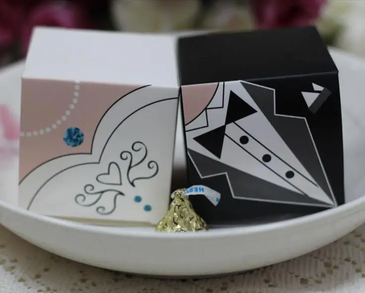 5*5*5 см квадратная форма свадебный смокинг жениха коробка конфет для гостей