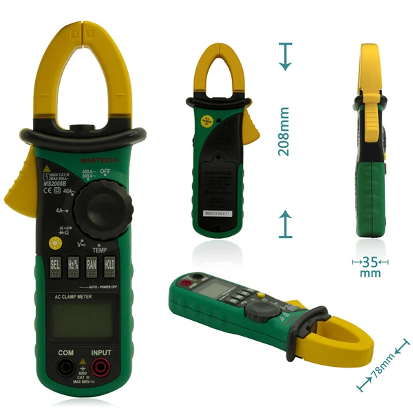 MASTECH MS2008B цифровой мультиметр Ампер клещи токовые переменного тока AC/DC Напряжение