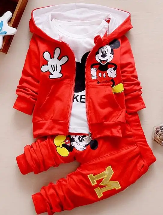 red Г. Комплект одежды для маленьких детей, Meisjes, Minnie Kleding, Kinderen Herfst, 3 штуки, комплекты, Capuchon Jas, жилет, Pakken Katoen Jongens, с рисунком, kleding - Цвет: red