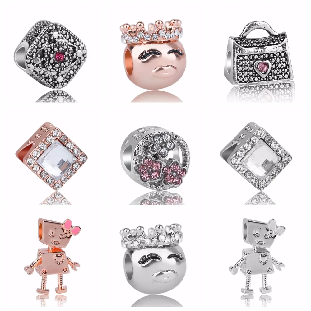 Женские бусины из сплава с серебряным покрытием браслеты и ожерелья в