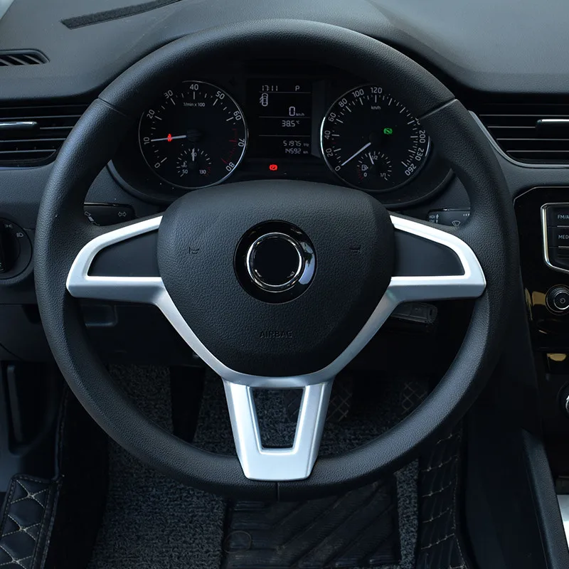 ABS серебро/углеродное волокно руль украшенный рамка молдинги Крышка для Skoda Octavia