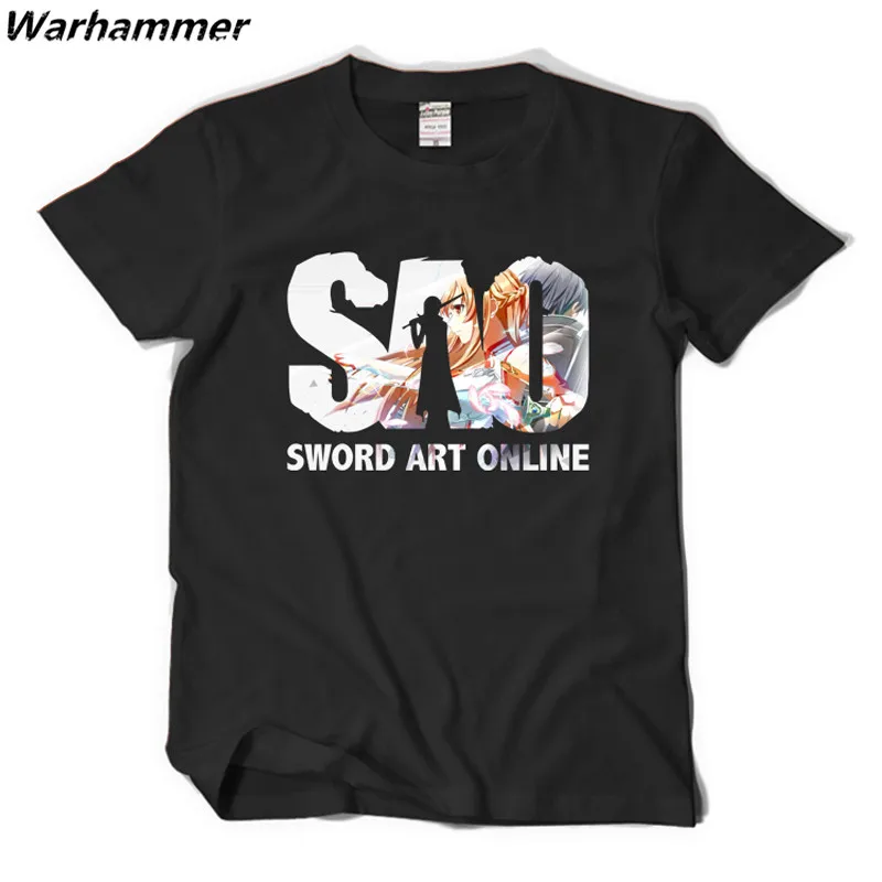 Warhammer 2017 Аниме Мужская футболка с принтом меч искусство онлайн лето косплей Homme XXL