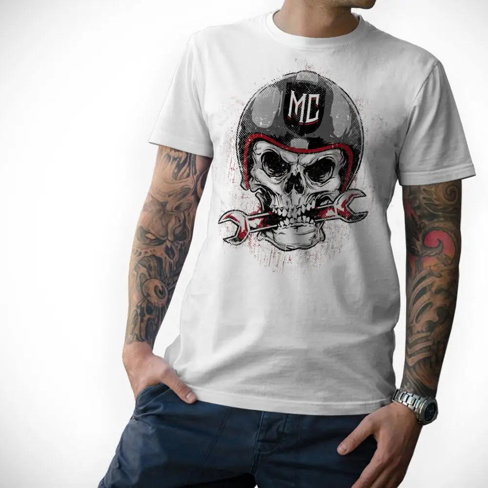 

Motorrad Biker T-Shirt Skull Motorcycle Screwdriver Skull Mc top Sale Men Round Neck Cotton Casual Muscle Men'S T Shirts