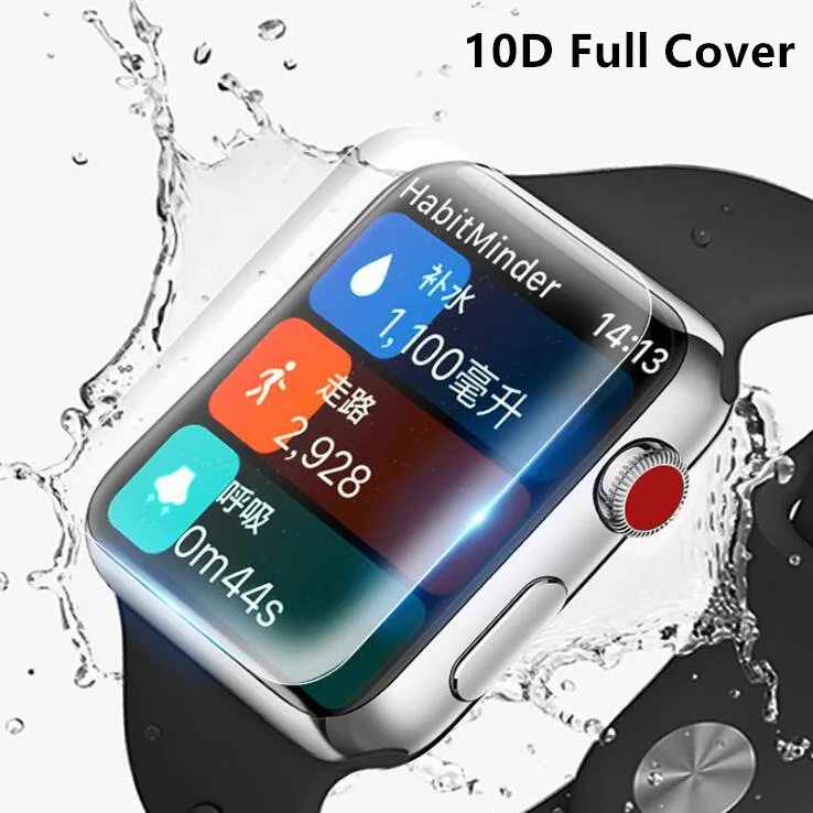 10D полное покрытие защитная пленка мягкая Гидрогелевая для iWatch 44 мм 40 42 38 Apple Watch