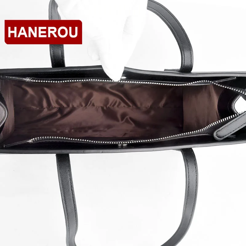 Ручная сумка HANEROU женская Большая вместительная однотонная из мягкой кожи|Сумки