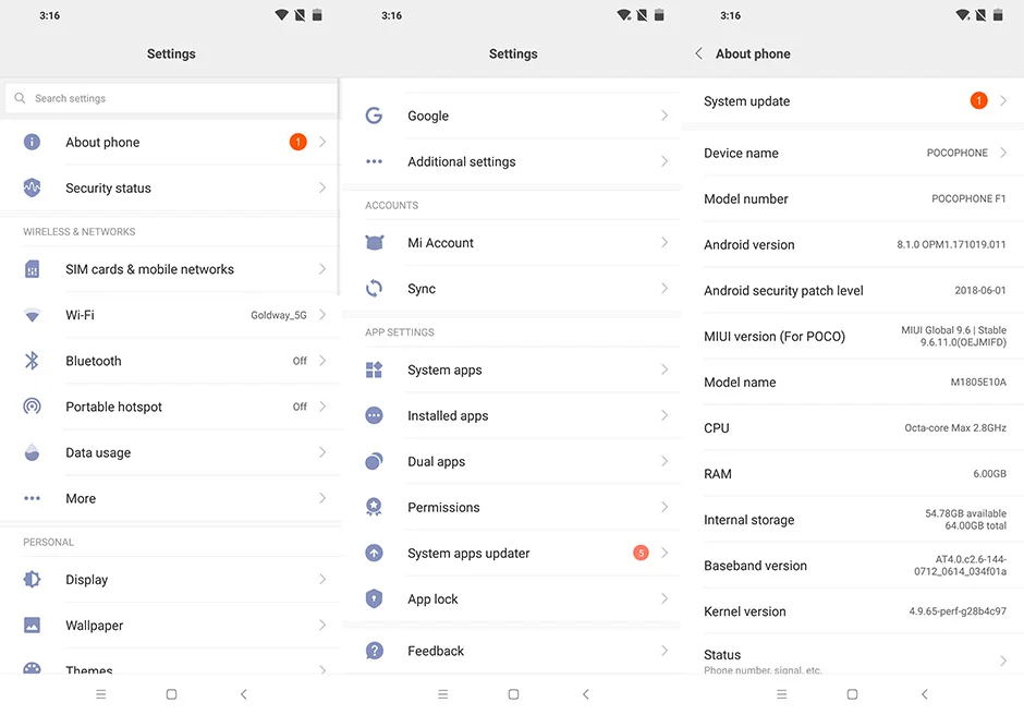 Мобильный телефон Xiaomi POCOPHONE F1 с глобальной версией, 6 ГБ ОЗУ, 64 Гб ПЗУ, Восьмиядерный процессор Snapdragon 845, полный экран 6,18 дюйма, двойная камера 4000 мАч