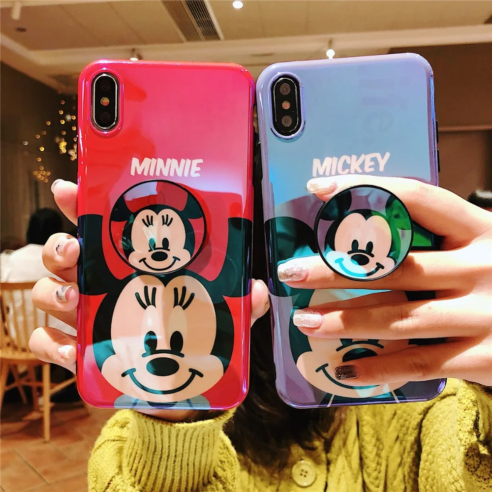 Для iPhone 11 Pro MAX забавные мультяшные милые очаровательные девчачьи мышь утка кронштейн Blue Ray IMD чехол для iPhone XR XS MAX X 6 6S 7 8 Plus