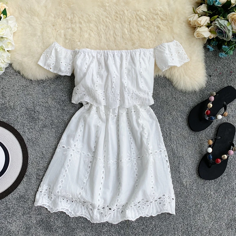 Женское платье с открытыми плечами ALPHALMODA повседневное мини коротким рукавом и