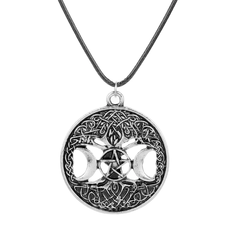 Triple Moon Goddess Wicca Pentagram Magic Amulet Necklace Women Tree of Life Necklaces Jewelry | Украшения и аксессуары
