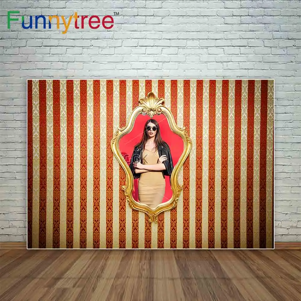 Funnytree Профессиональные фоны для фотосъемки студия полоса Дамаск Золотое зеркало