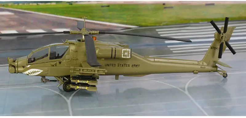 1/72 весы предварительно собран Apache AH-64A военный вертолет атака AH-64 Хобби Коллекционные обработанные пластиковые трёхмерными чертёжами