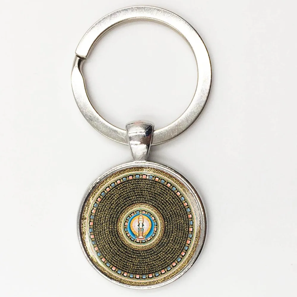 1 шт. бесплатная доставка художественная стеклянная подвеска Мандала брелок