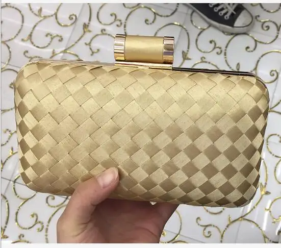 Черный Для женщин ткань сумка bolsos mujer Вязание атласная цепь Сумки леди плечо сумка через плечо Ежедневные клатчи кошелек G1407 - Цвет: Gold