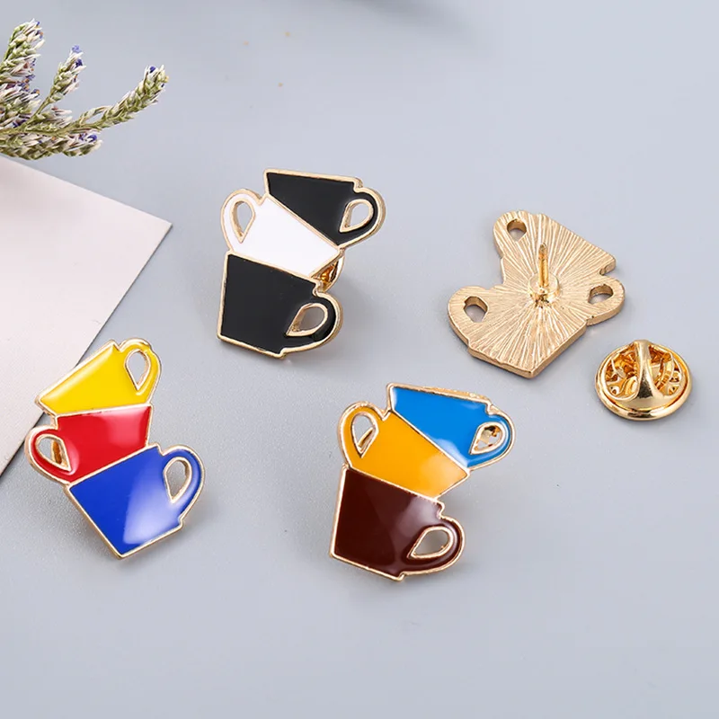 Wholesale Cartoon Coffee Cup Brooches Women Men Colours Enamel Pin Backpack Button Pins Denim Jackets Hat Cloth Accessories | Украшения и