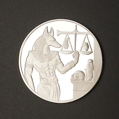 silver Древний Египет Anubis золото/Посеребренная 40 мм Пирамида памятная монета Туризм подарок - Цвет: silver