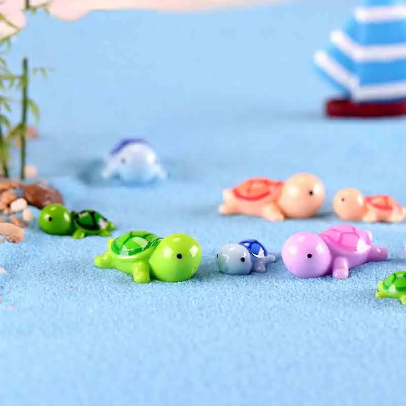 5 шт. цветные мини черепахи DIY игрушки поделки фигура Террариум с мхом сказочное