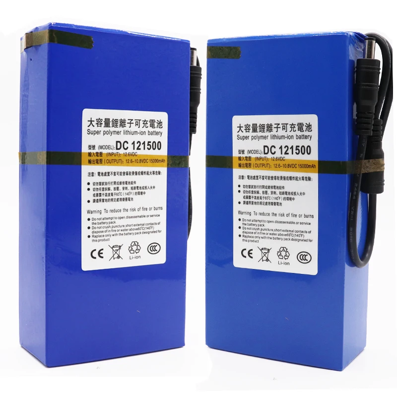 DC 12 V литиевая батарея 15000 mAh аккумулятор 6 v 15Ah зарядное устройство для полимерного