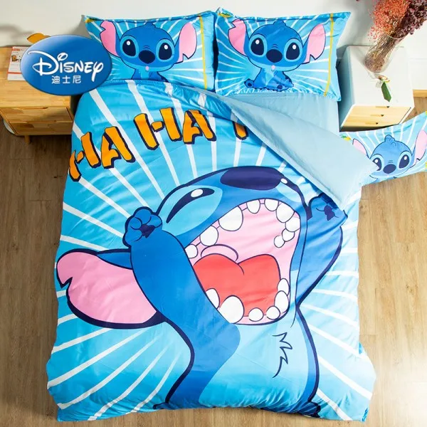 stitch B Набор постельного белья disney Lilo и Stitch, пододеяльник, синее стеганое покрывало, 3D украшение для комнаты мальчика, постельное белье, наволочки для кровати King - Цвет: stitch B
