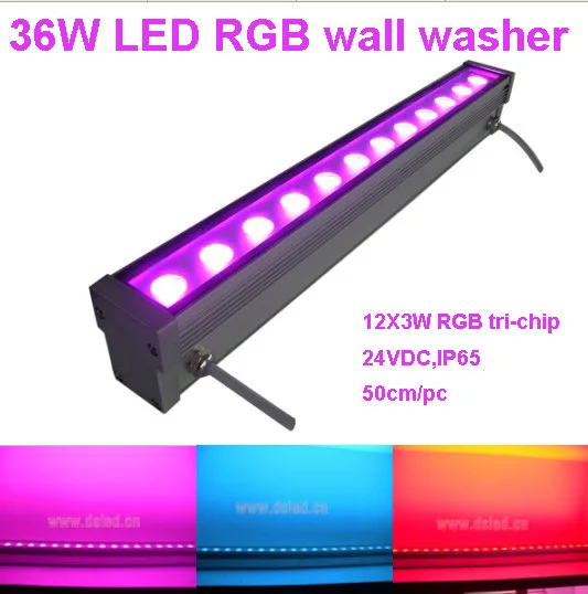 

IP65,CE,36W RGB LED wall washer,RGB LED wash light,Linear LED wall washer,12*3W RGB 3in1,24VDC,DS-T21A-36W-RGB,50cm/pc
