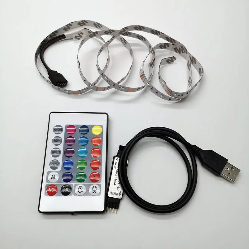 USB Светодиодная лента 3528 RGB гибкий свет 0 5 м 1 2 3 4 ТВ фоновое освещение светодиодная