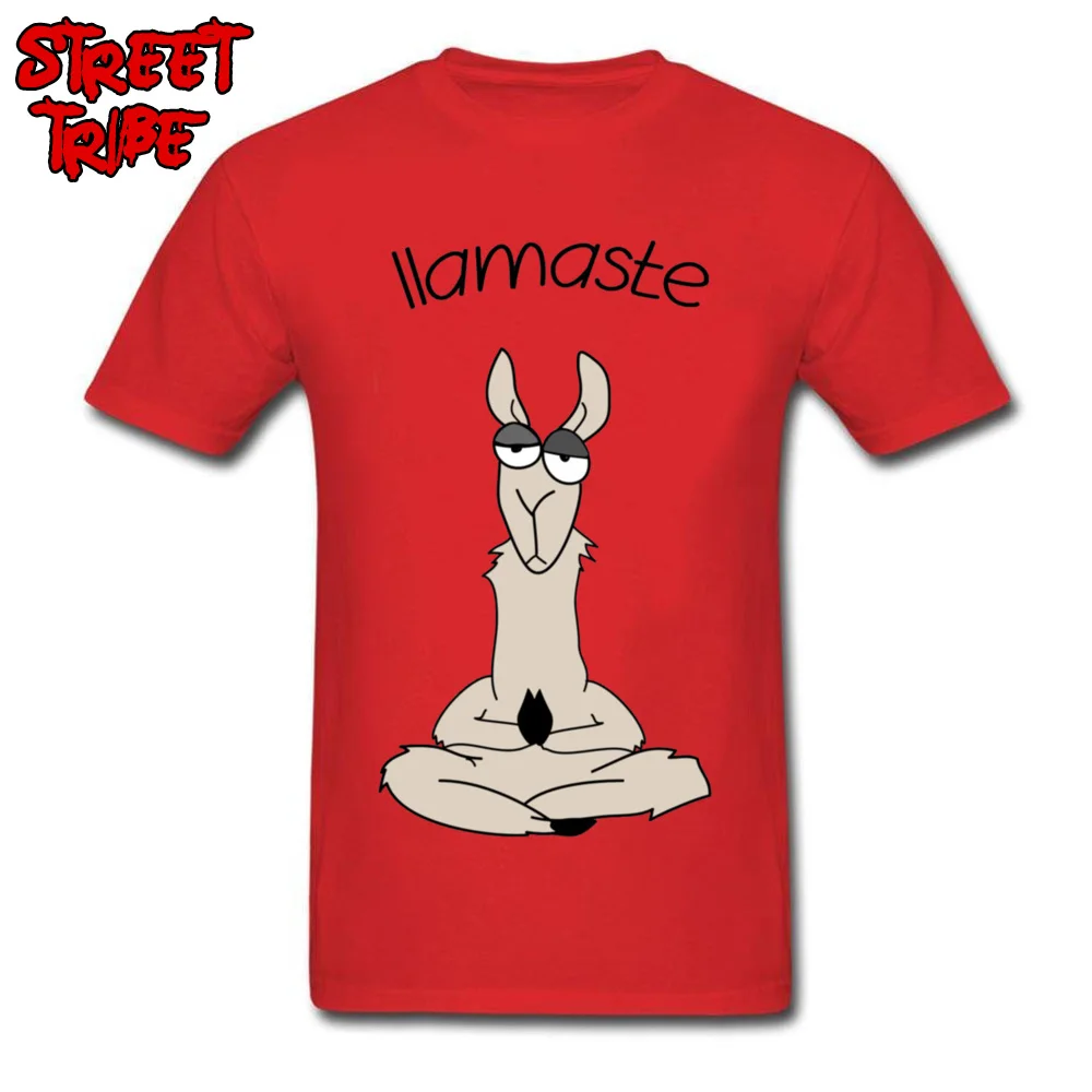 Llamaste Llama футболка Веселая Мужская футболка женская футболка с рисунком Намасте на заказ из хлопка высокого качества белые топы интересные футболки - Цвет: Red