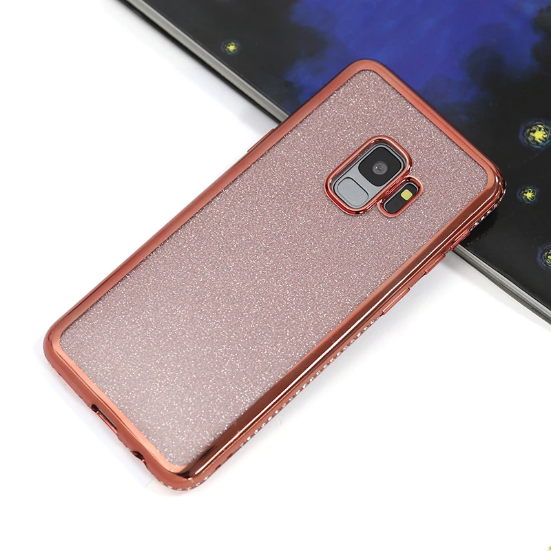 Luxury Plating Glitter Diamond Silicone Case For Samsung Galaxy S9 S8 Plus S7 Edge Note 9 8 Cell Phone Two in one Cover | Мобильные