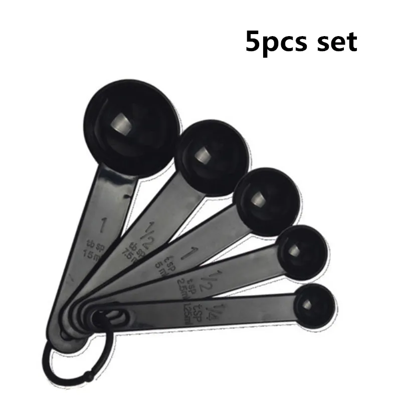 5pcs set 9 шт./компл. черный Цвет мерные чашки и мерная ложка лопатка для выпечки половник с мерной шкалой со шкалой кухонная чайная ложка Пособия по кулинарии инструмент - Цвет: 5pcs set