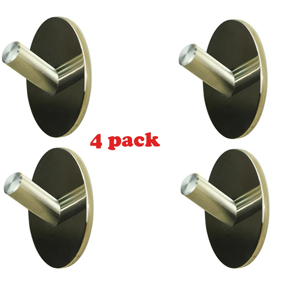 4pcs Self Adhesive Bath Hooks Stainless Steel Bathroom Towel Hook Stick Wall Clothes Hangers Holder for Home Kitchen | Дом и сад