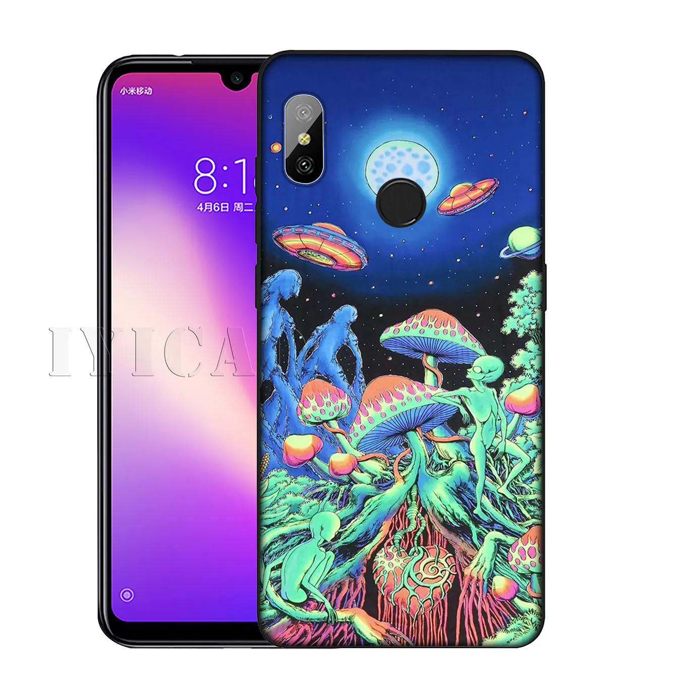 IYICAO Trippy wall art Alien astronaut Soft Silicone Case for Xiaomi Redmi K30 K20 8A 7A 6A 5A S2 GO Note 8 8T 7 5 6 Pro |