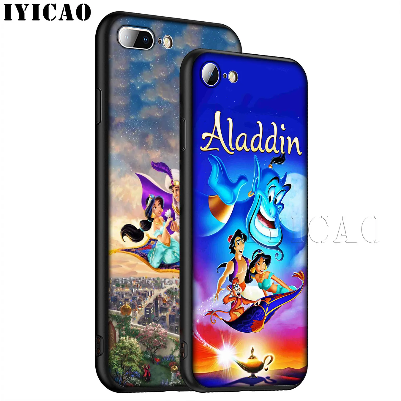 IYICAO Anime Aladdin Cartoon Soft Silicone Phone Case for iPhone XR X XS 11 Pro Max 6 6S 7 8 Plus 5 5S SE TPU Black Cover |