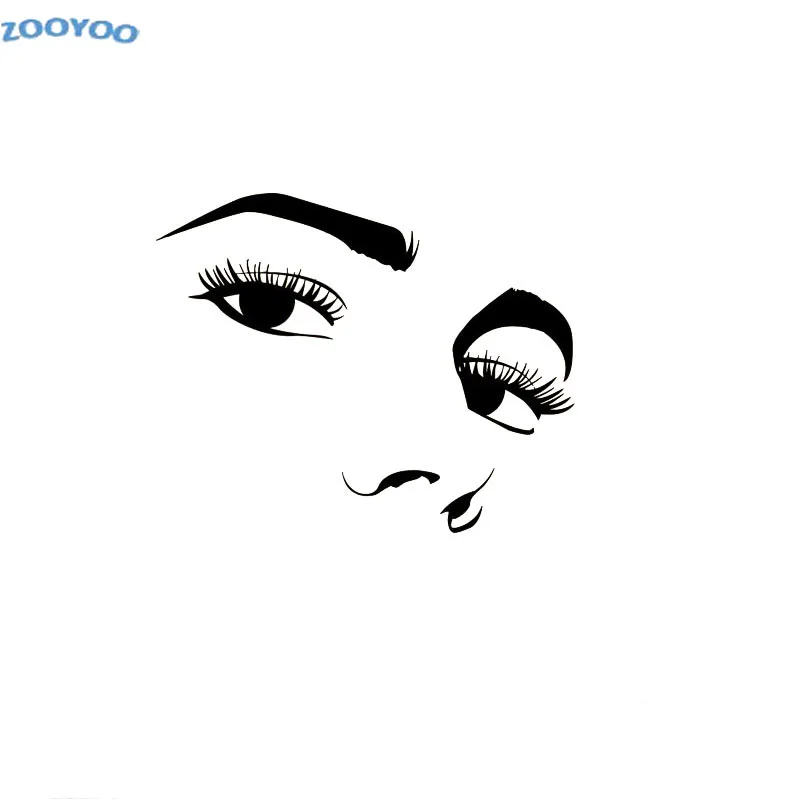 

ZOOYOO Hot Eyes Wall Decals Vinyl Stickers Sexy Girl Eyelashes Makeup Wall Stickers Adhesive Beauty Salon Wall Decoration