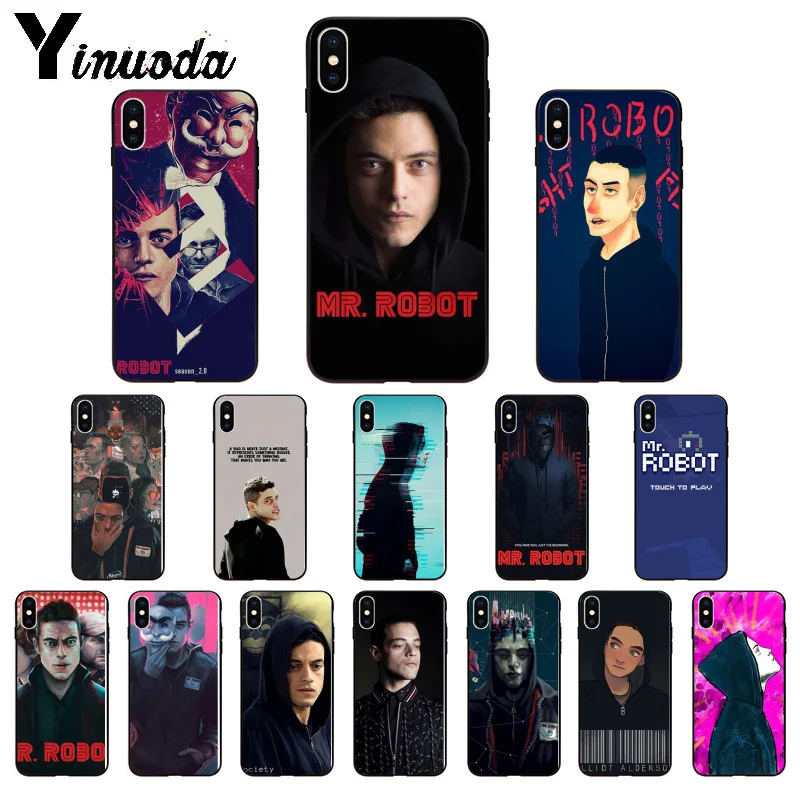 Мягкий чехол Yinuoda Mr Robot из ТПУ для сотового телефона Apple iPhone 8 7 6 6S Plus X XS MAX 5 5S SE XR