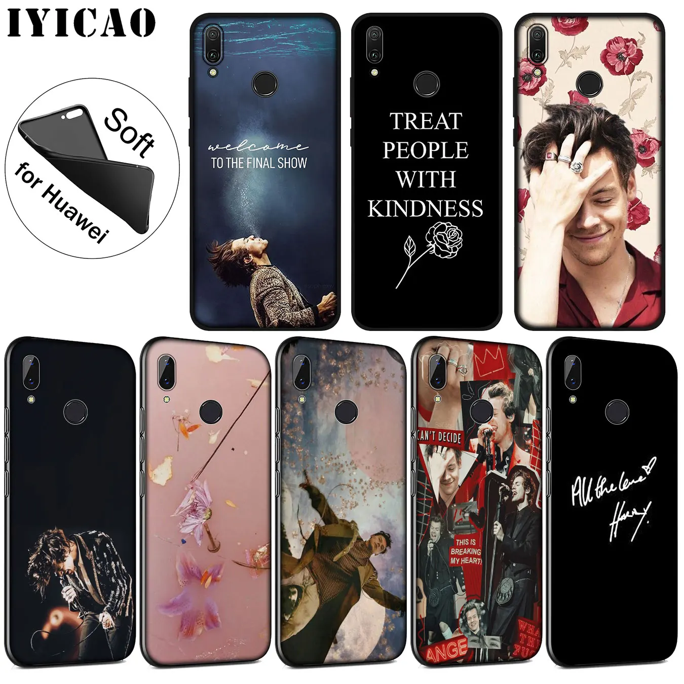 IYICAO Harry Styles Treat People With Kindness Soft Case for Huawei P30 P20 Pro P10 P9 P8 Lite Mini 2017 2016 P smart Z 2019 |