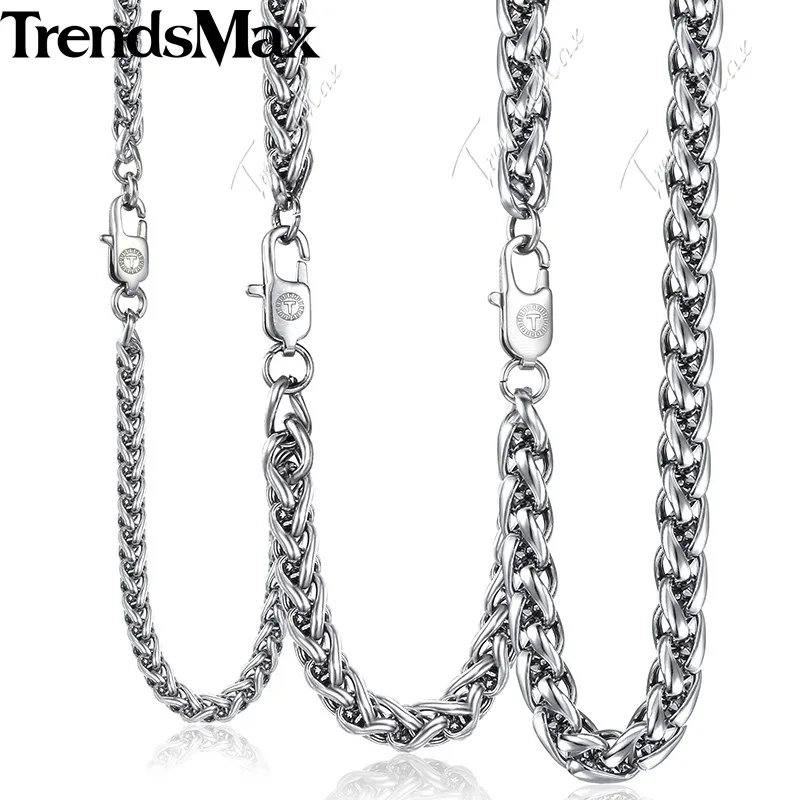 Мужская плетеная цепочка Trendsmax из нержавеющей стали серебристого цвета 3 10 мм