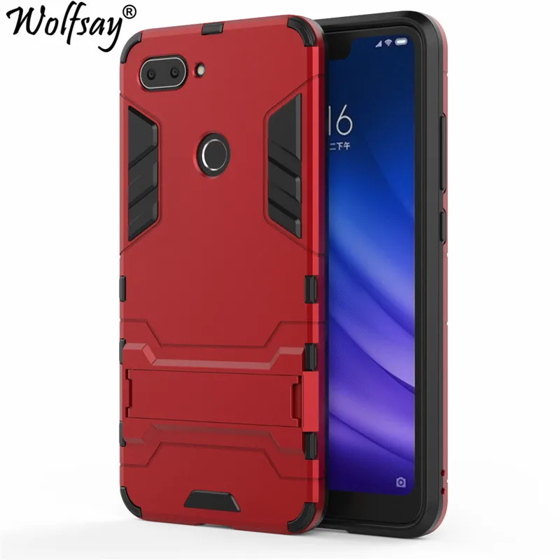 Чехол Wolfsay для Xiaomi Mi 8 Lite тонкий ПК + мягкая резиновая броня чехол телефона Fundas Mi8x |