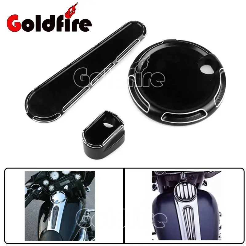 Black New Motorcycle Parts Fuel Tank Door Dash Track Insert Ignition Cap For Harley Touring FLHX FLTRX 2014 2015 2016 2017