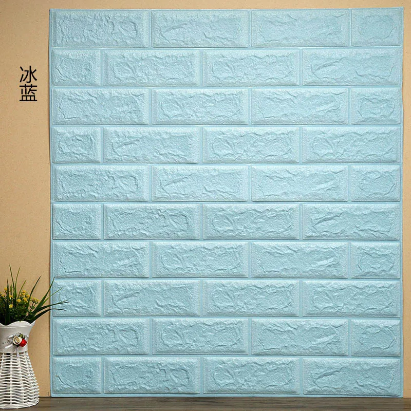 Ice blue DIY самоклеющиеся 3D наклейки на кирпичную стену Декор для гостиной пенопластовое водонепроницаемое покрытие для стен обои для телевизора фон для детской комнаты - Цвет: Ice blue