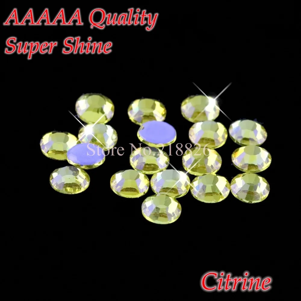 Стразы горячей фиксации AAAAA стразы цитрина SS6 SS10 SS16 SS20 SS30 стеклянные кристаллы с