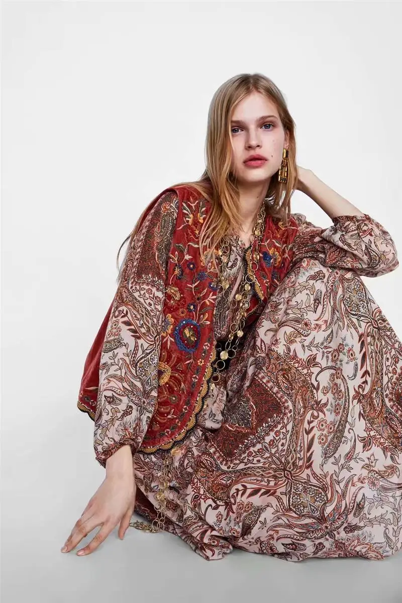 TEELYNN Boho бархатная куртка для женщин осень orang Цветочные Блестки Вышивка Аппликации Верхняя одежда без рукавов женские куртки