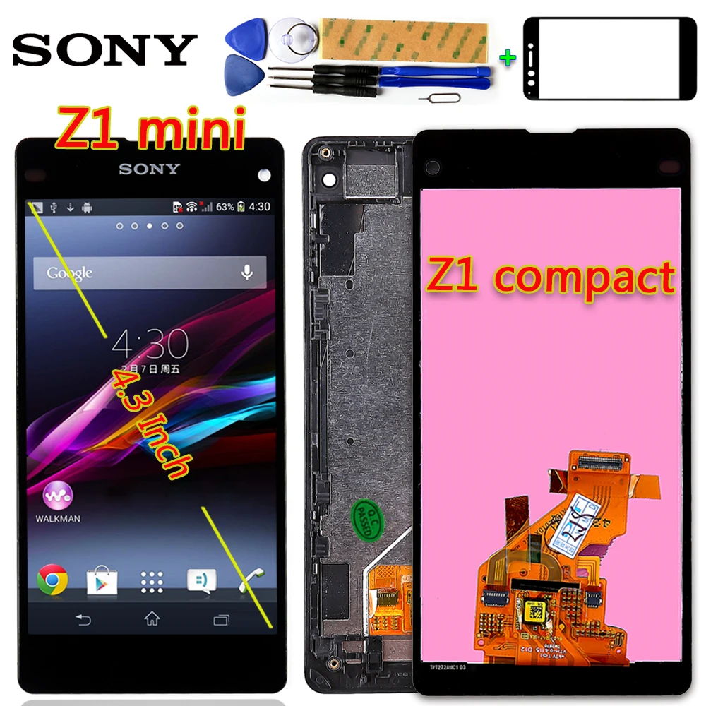 Xperia Z1 Mini Compact D5503 M51w 4 3 дюймовый ЖК дисплей кодирующий преобразователь сенсорного