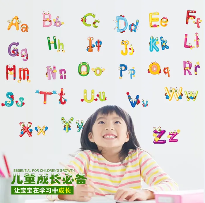 Наклейка на стену с буквами алфавита для обучения чтению|alphabet wall stickers|wall stickerdecor