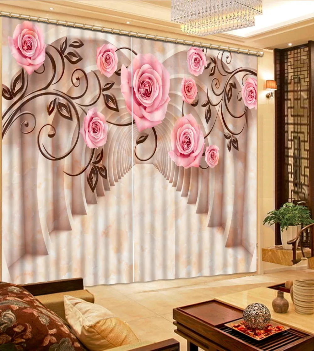 

customize 3d curtains for living room Photo Flower marble 3d stereoscopic pattern blackout curtains