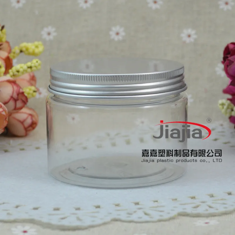 50pcs 150g PET Empty Cosmetic packaging ,5 ounce transparent plastic PET Cream jar ,150ml Food pot  with silver aluminum cap